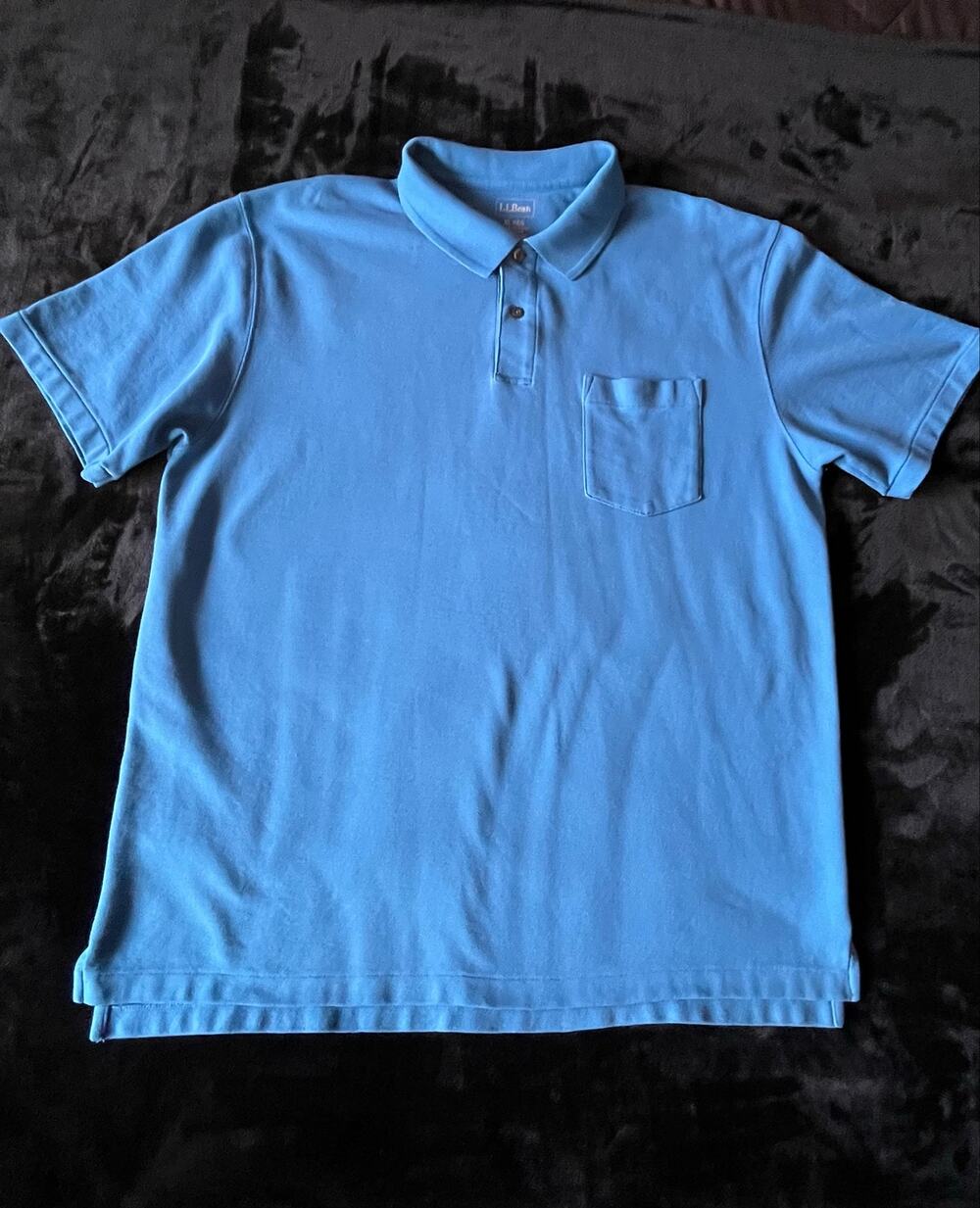 L.L. Bean Men's Blue Cotton Polo Shirt XL Short Sleeve Pocket Casual